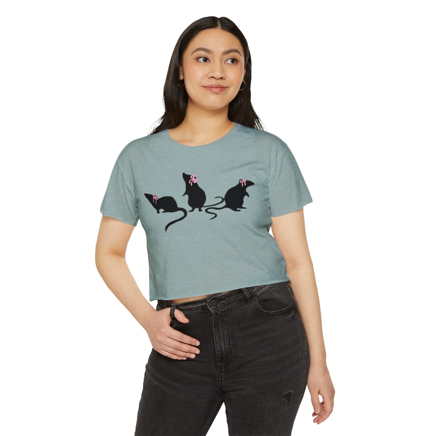 3 little rats with bows Crop Top