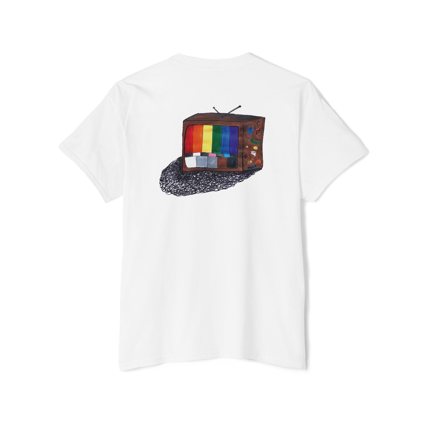 Retro Rainbow Pride TV Unisex Heavy Cotton Pocket Tee
