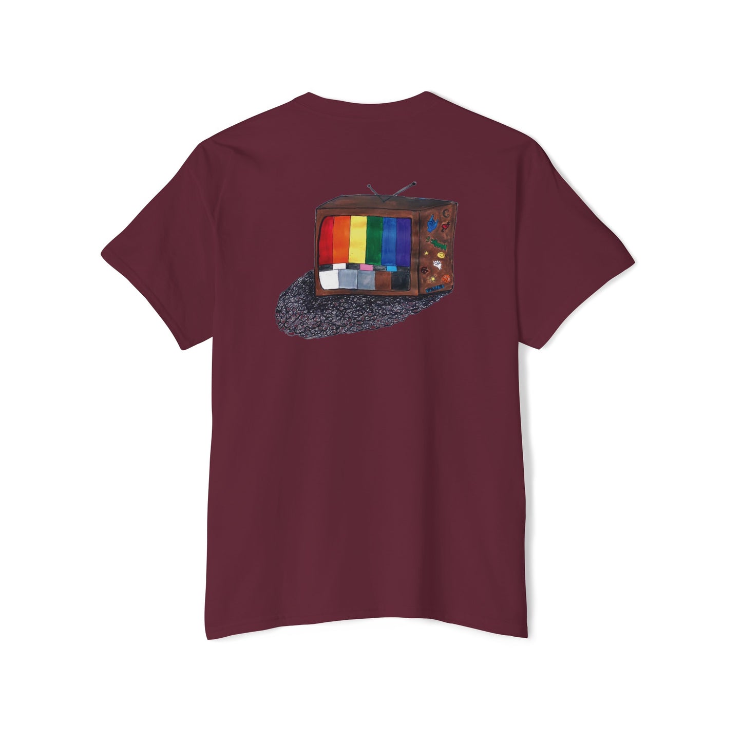 Retro Rainbow Pride TV Unisex Heavy Cotton Pocket Tee