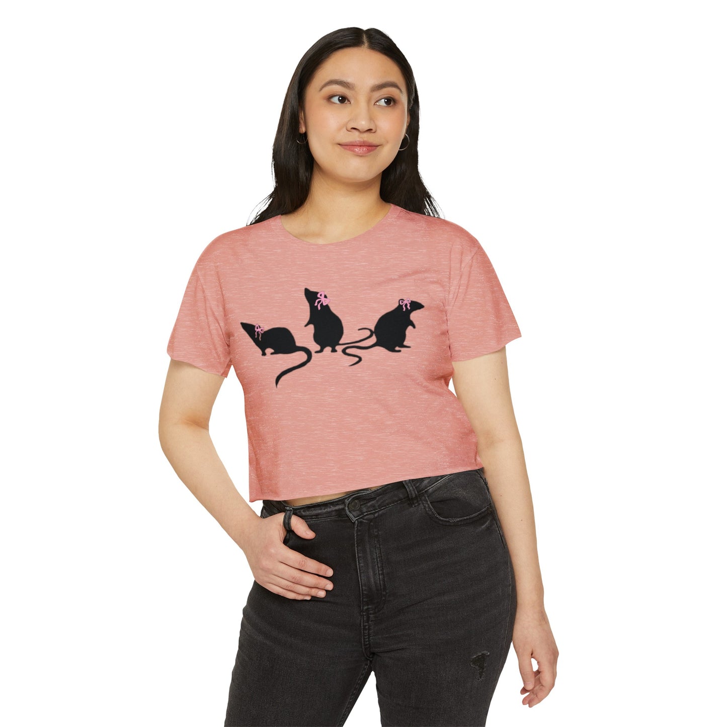 3 little rats with bows Crop Top