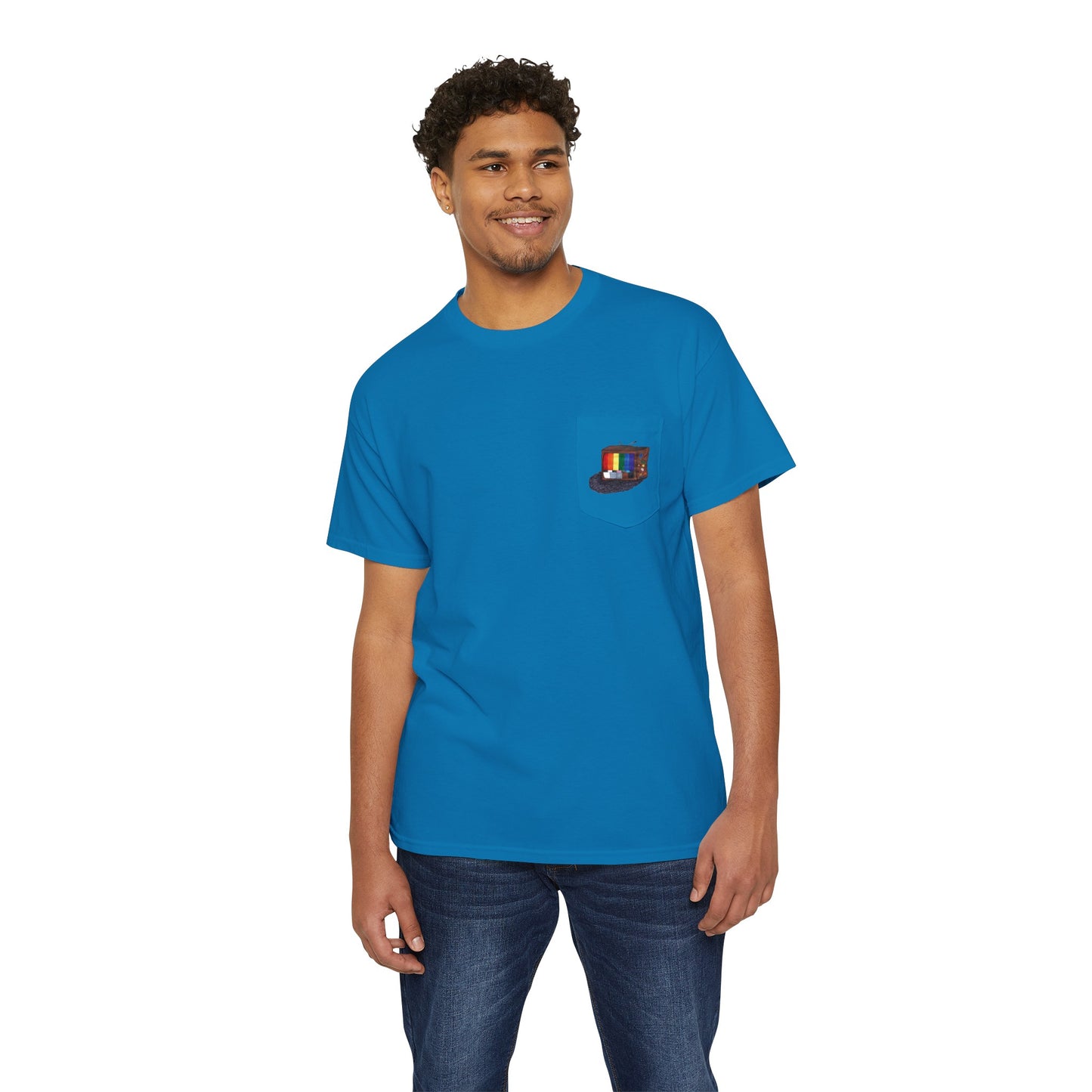 Retro Rainbow Pride TV Unisex Heavy Cotton Pocket Tee