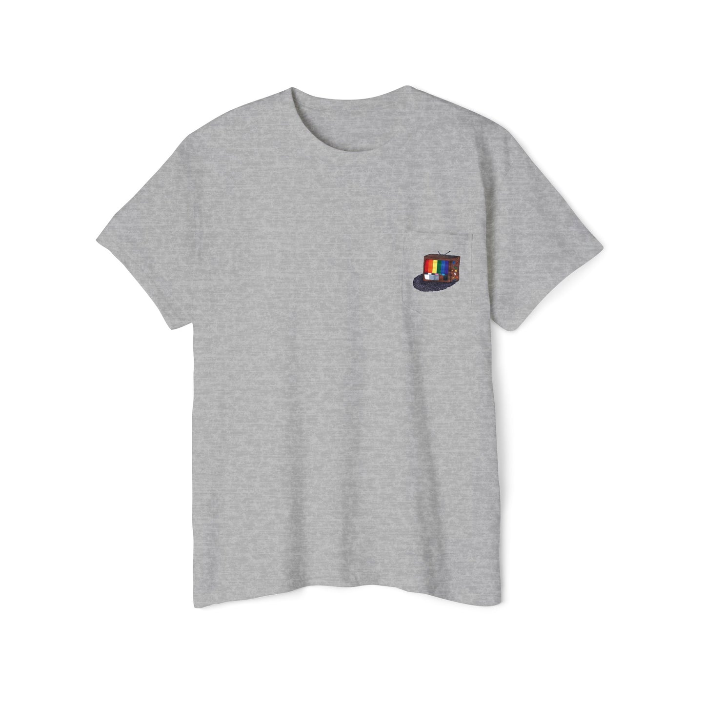 Retro Rainbow Pride TV Unisex Heavy Cotton Pocket Tee