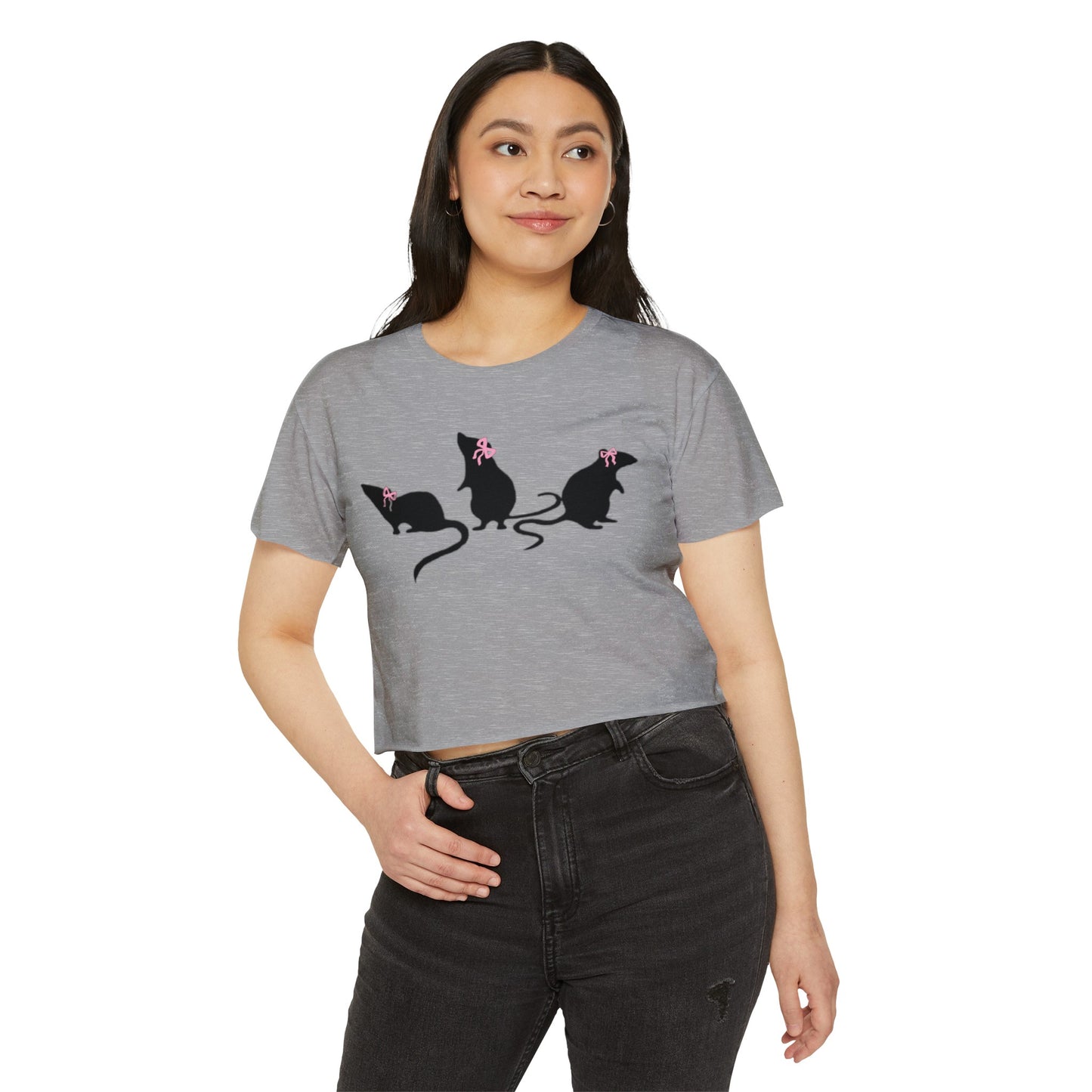 3 little rats with bows Crop Top