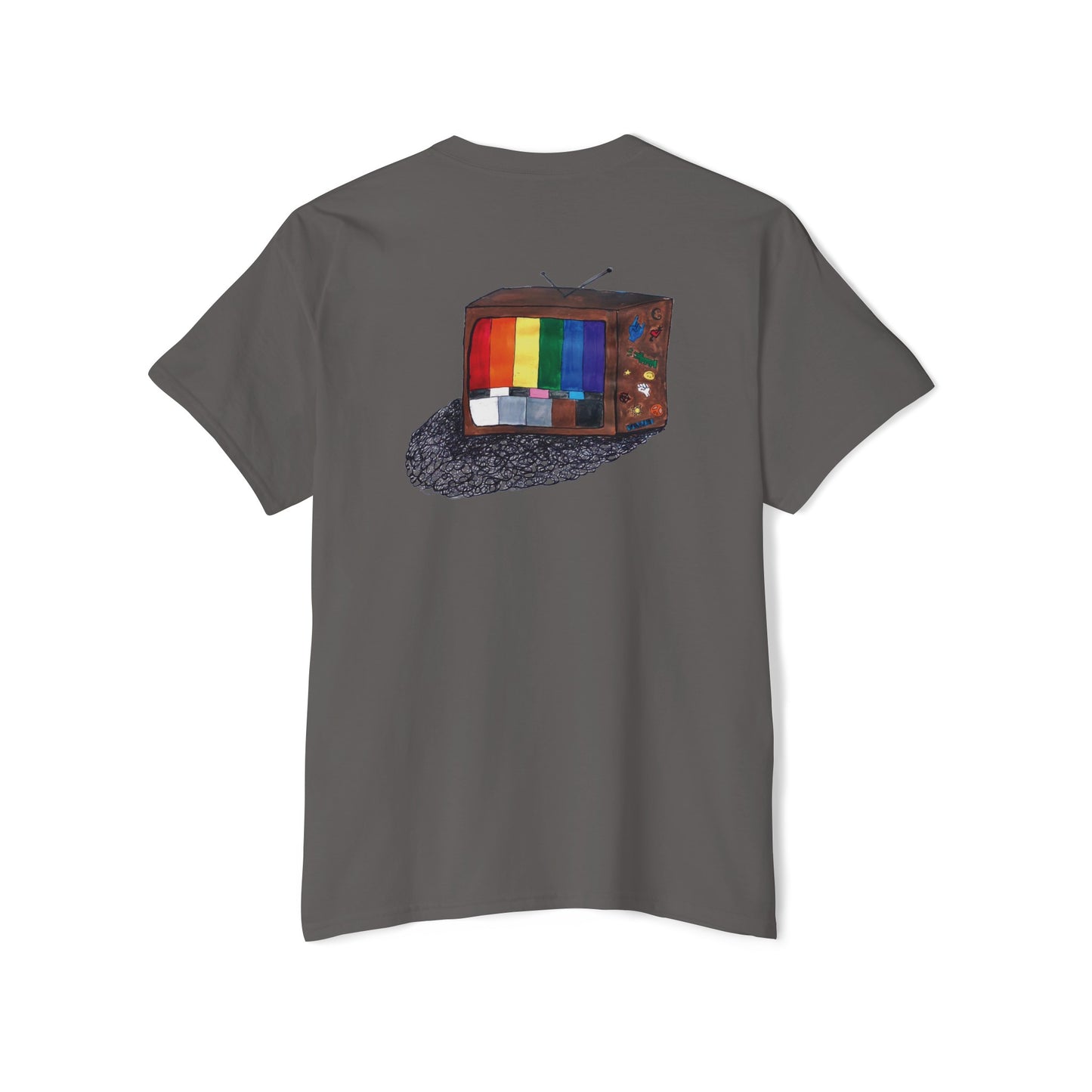 Retro Rainbow Pride TV Unisex Heavy Cotton Pocket Tee