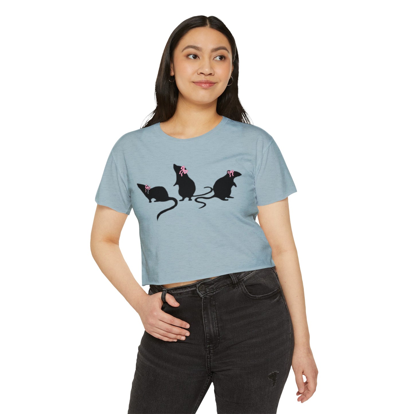 3 little rats with bows Crop Top