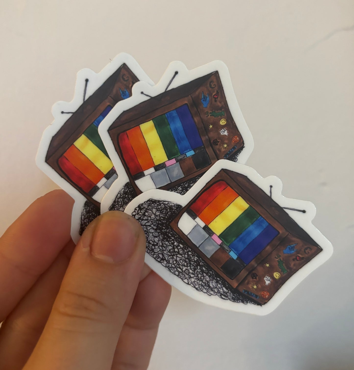 Retro Rainbow Pride TV Vinyl Sticker