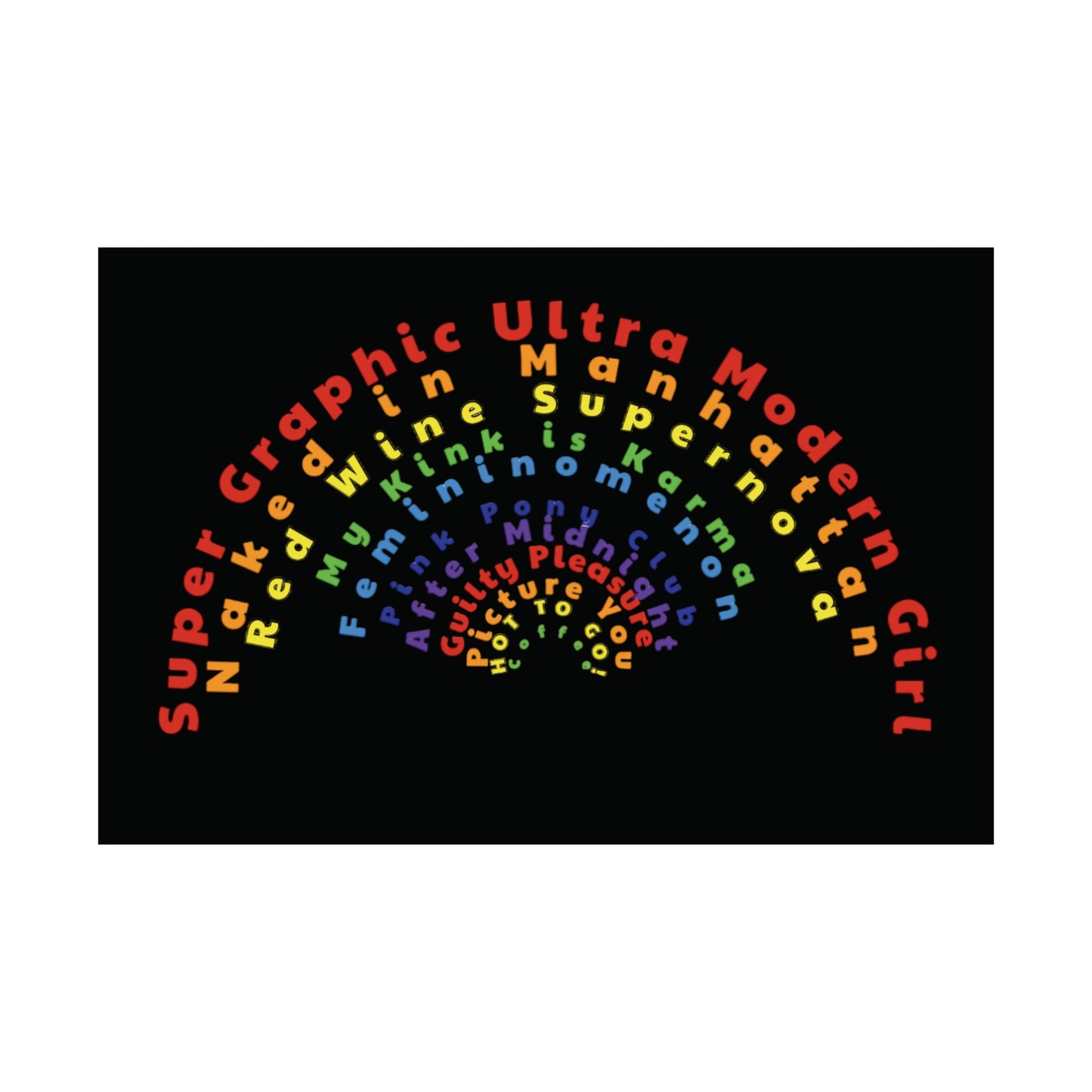 Chappell Roan Song Title Rainbow Matte Horizontal Poster