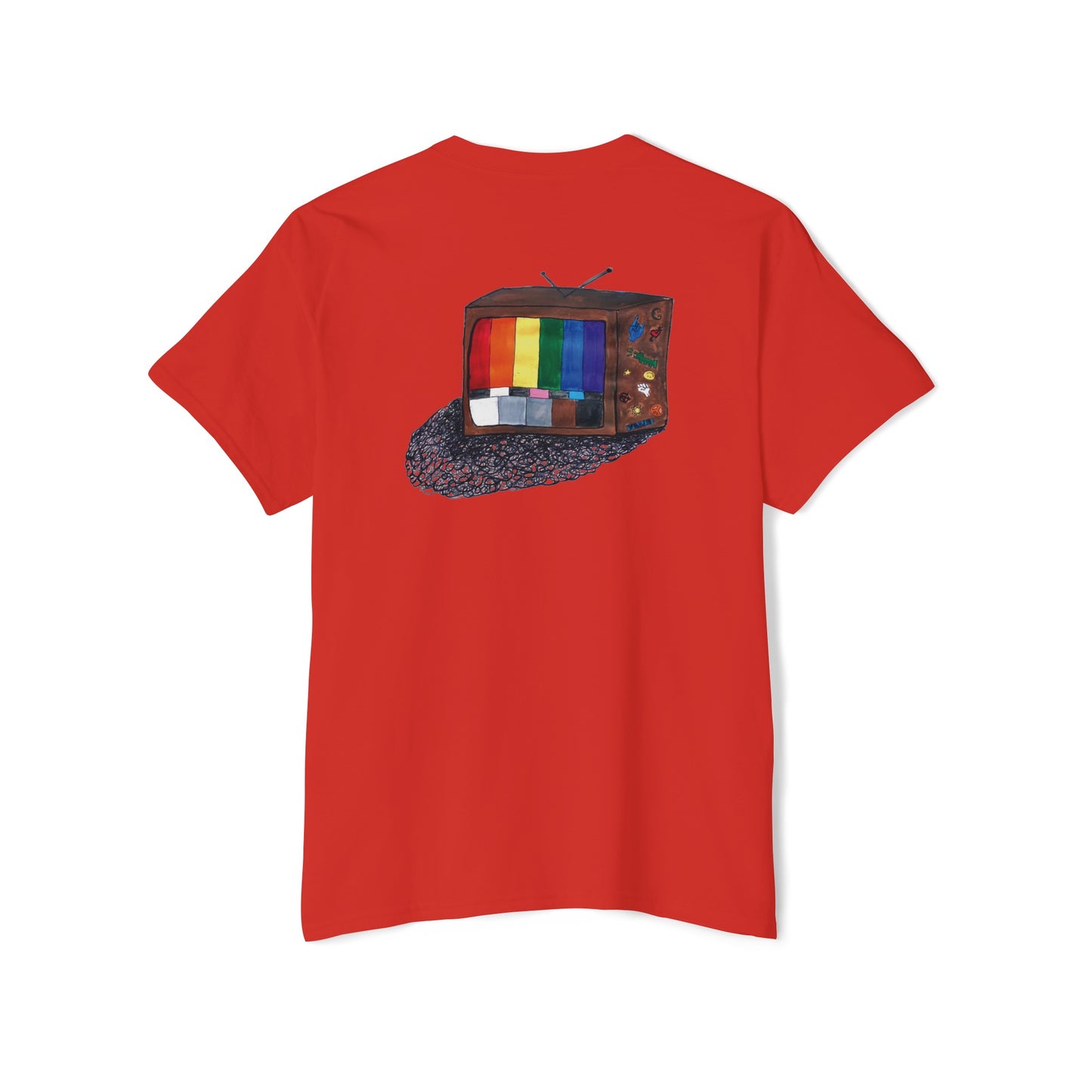 Retro Rainbow Pride TV Unisex Heavy Cotton Pocket Tee