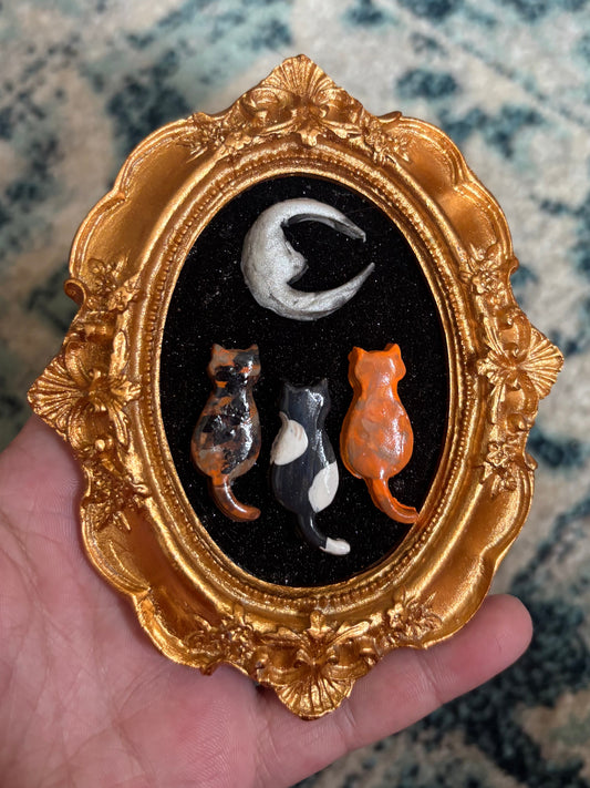 3 buddies and the moon cat portrait