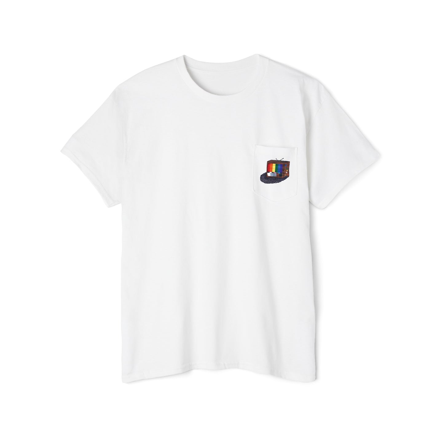 Retro Rainbow Pride TV Unisex Heavy Cotton Pocket Tee