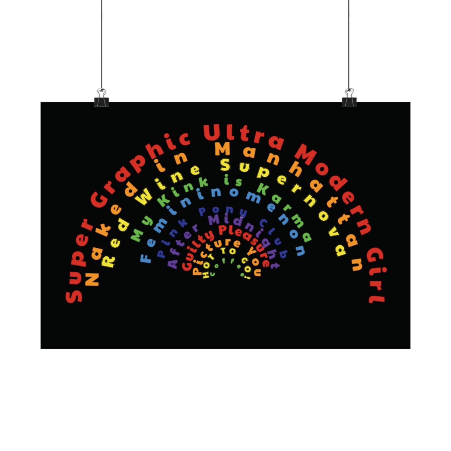 Chappell Roan Song Title Rainbow Matte Horizontal Poster