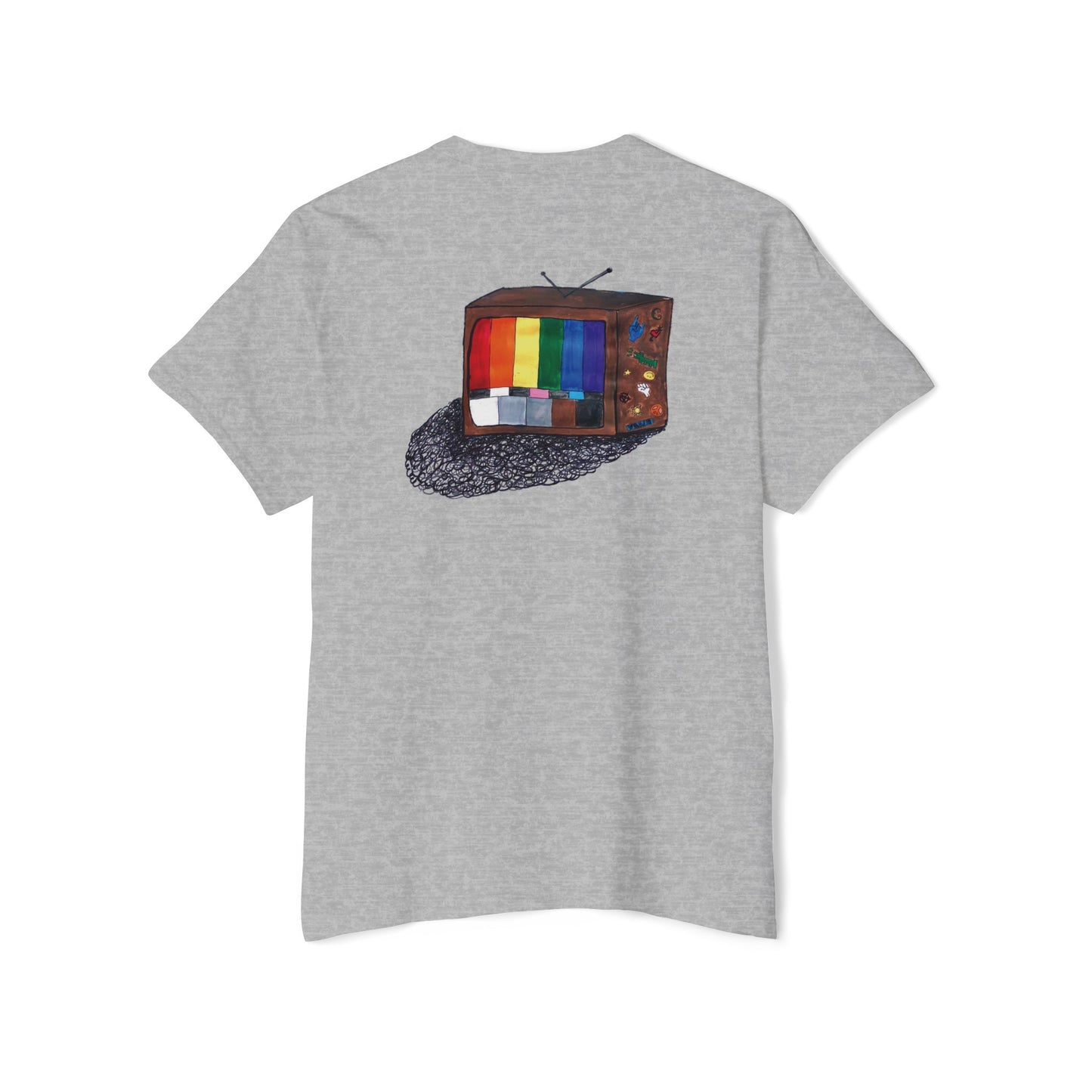 Retro Rainbow Pride TV Unisex Heavy Cotton Pocket Tee