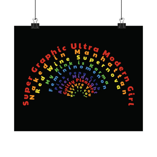 Chappell Roan Song Title Rainbow Matte Horizontal Poster