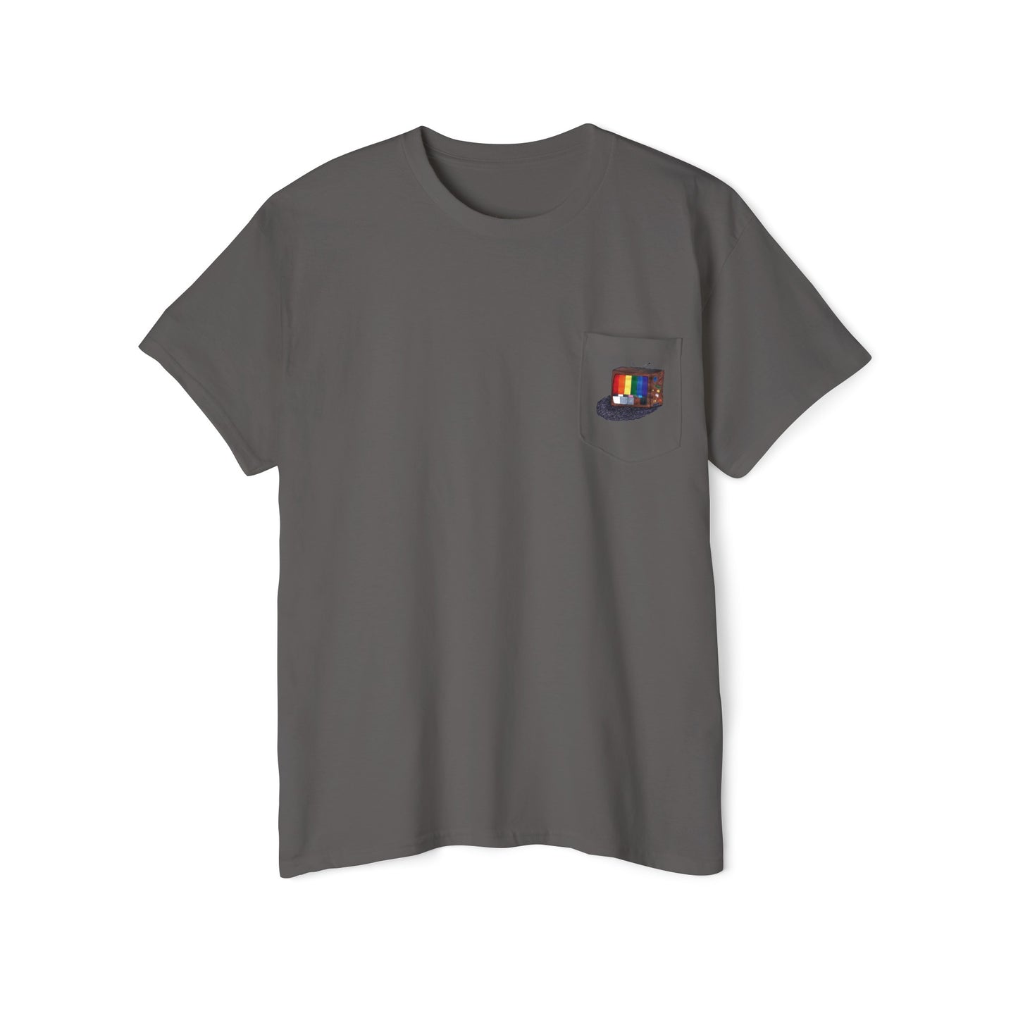 Retro Rainbow Pride TV Unisex Heavy Cotton Pocket Tee