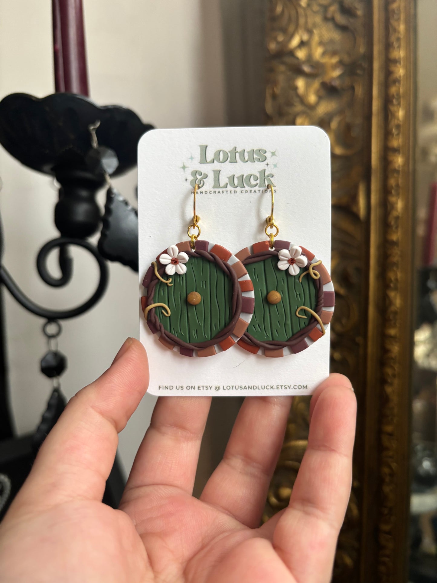Hobbit hole clay earrings