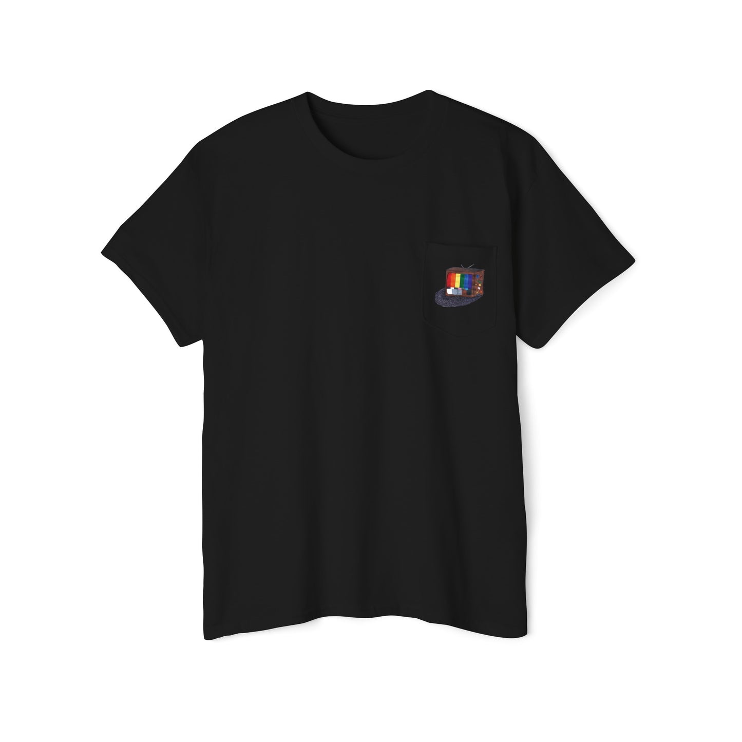 Retro Rainbow Pride TV Unisex Heavy Cotton Pocket Tee