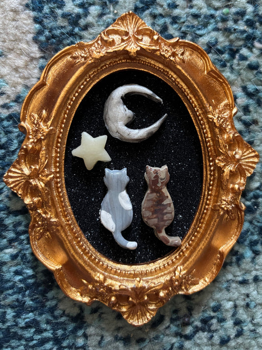 2 buddies and the moon cat portrait