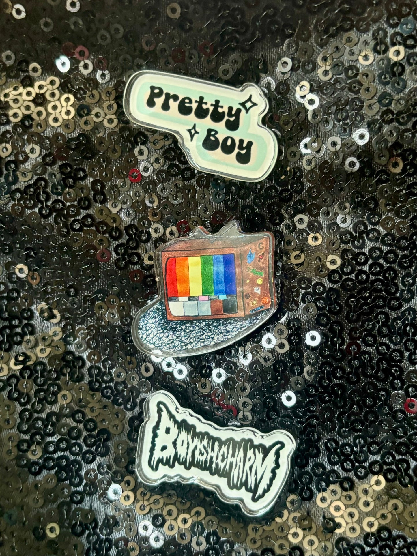 Retro Rainbow Pride TV Acrylic Pin