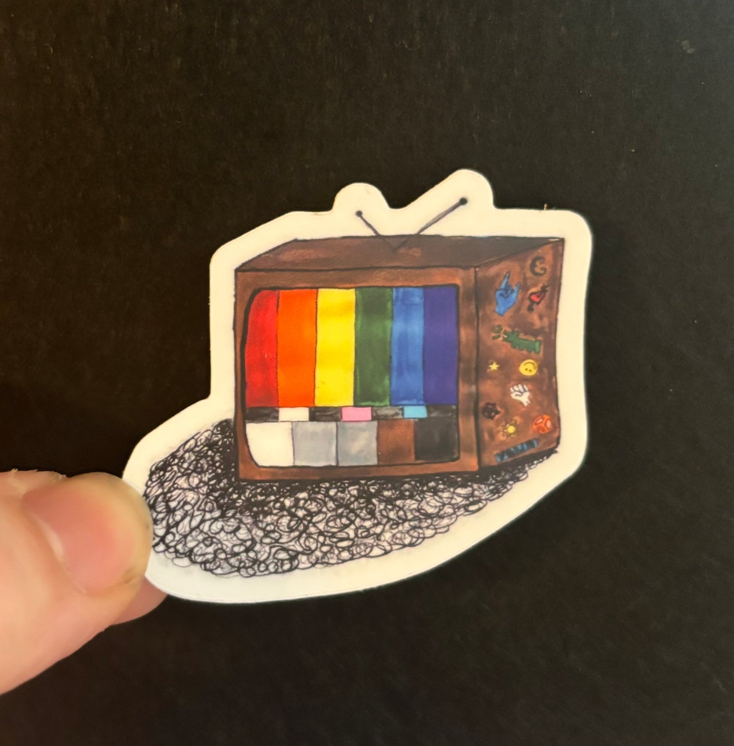 Retro Rainbow Pride TV Vinyl Sticker