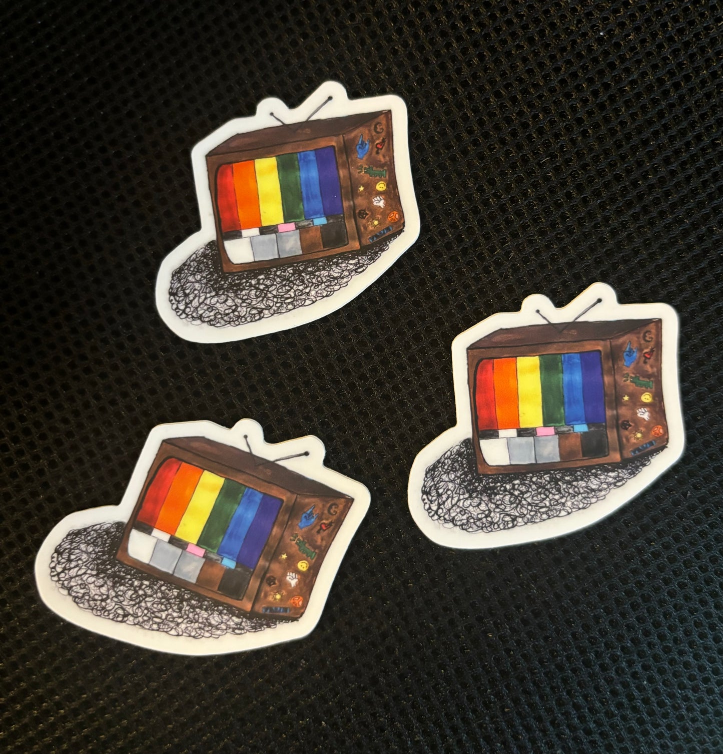 Retro Rainbow Pride TV Vinyl Sticker