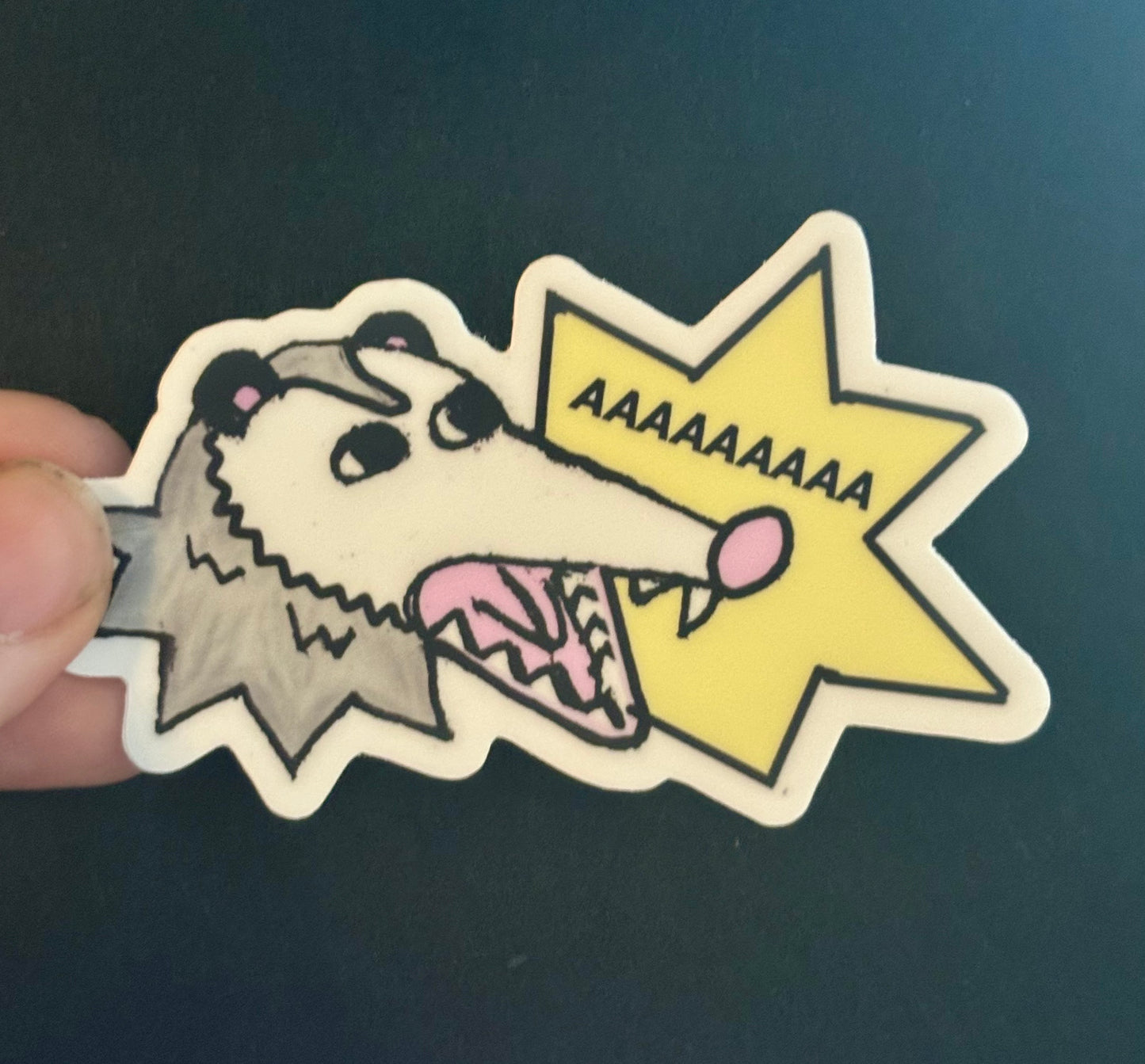 Yelling Possum Vinyl Sticker