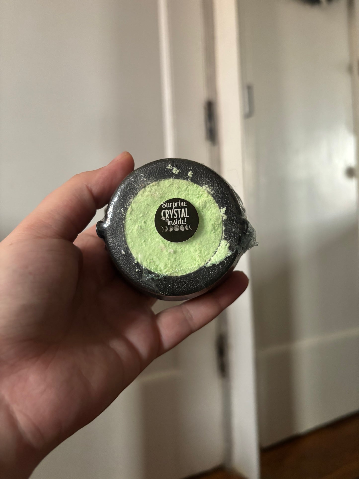 Cauldron bath bombs with surprise crystal