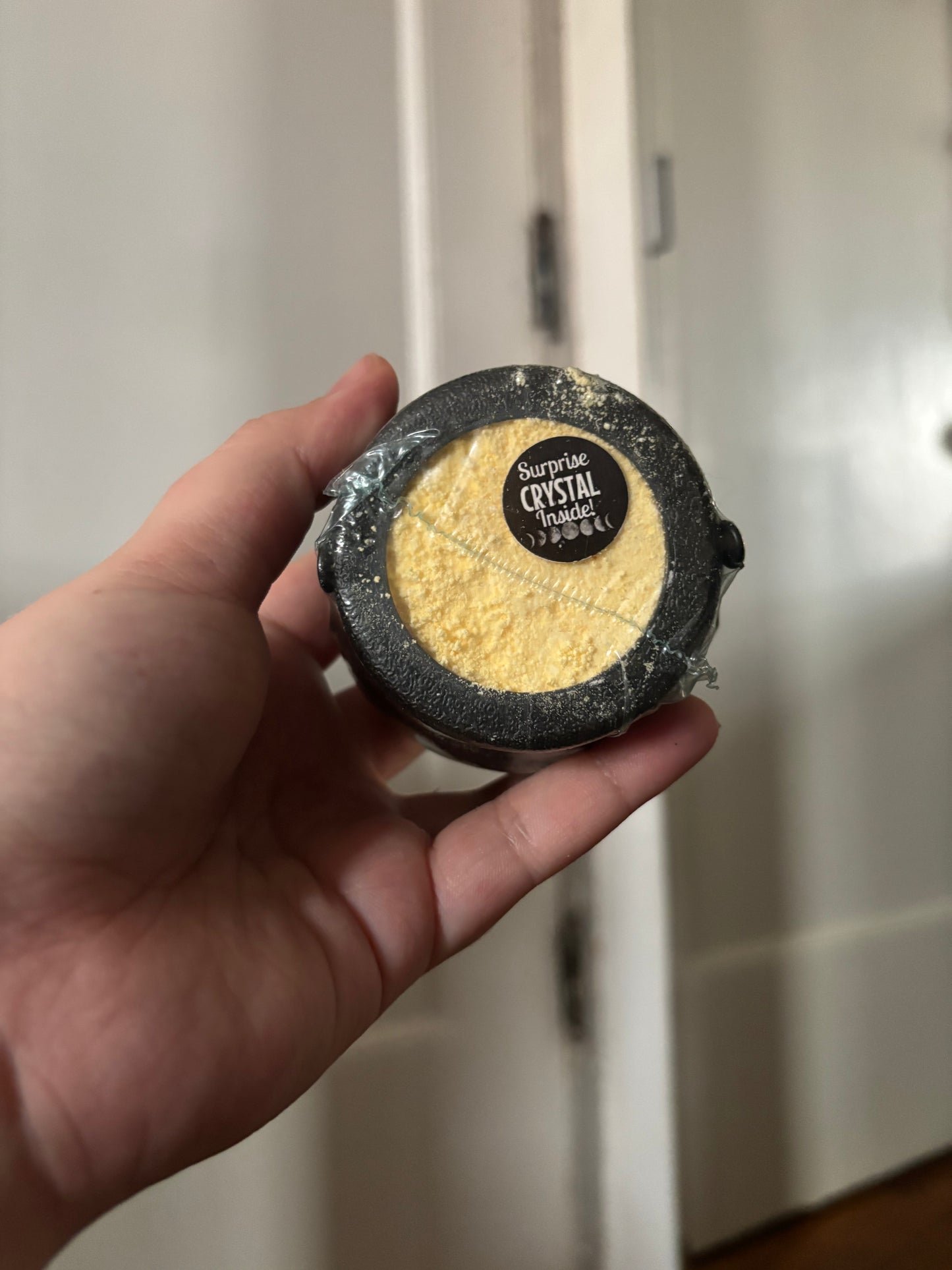 Cauldron bath bombs with surprise crystal