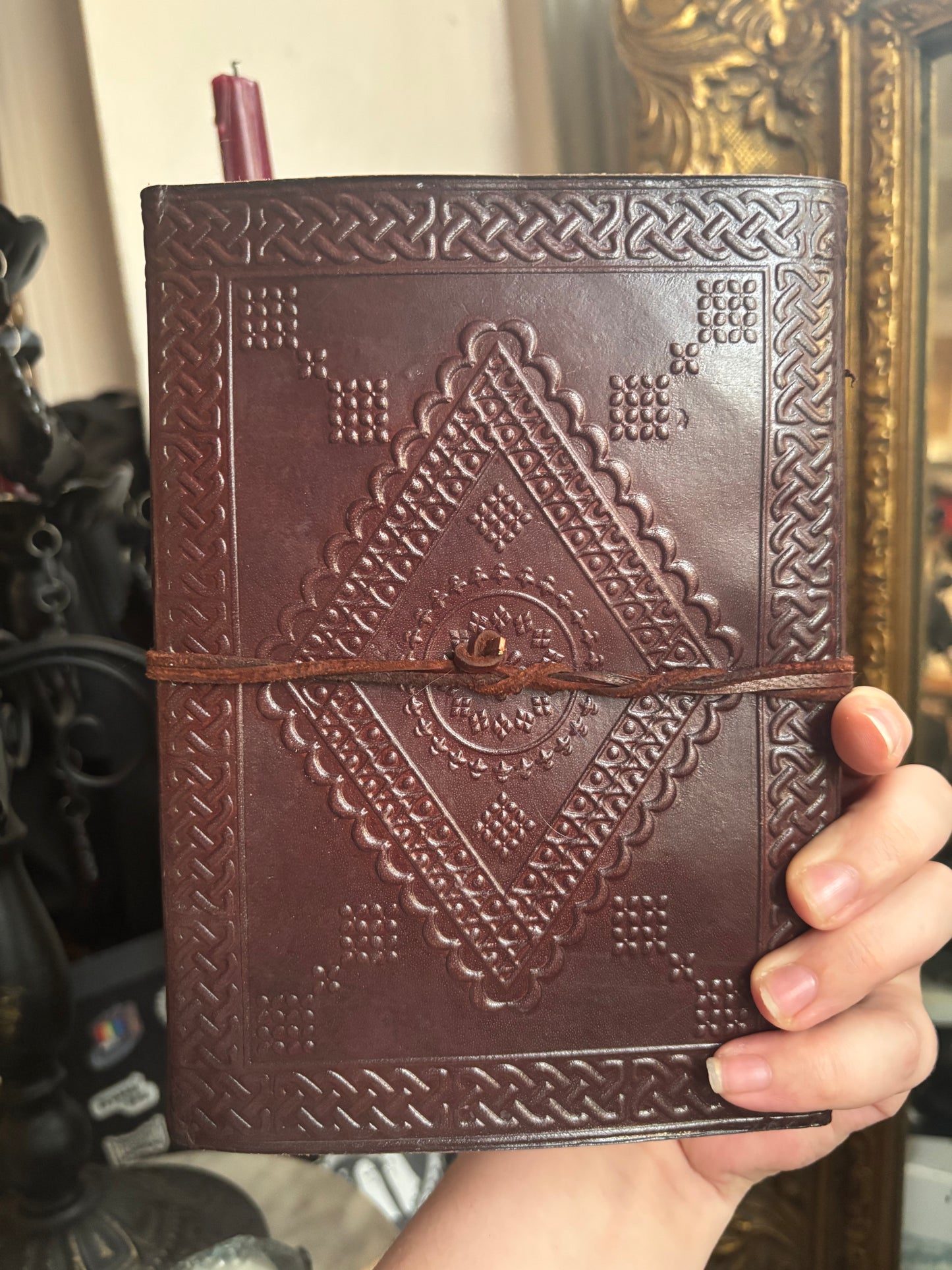 Handmade leather triple moon journal